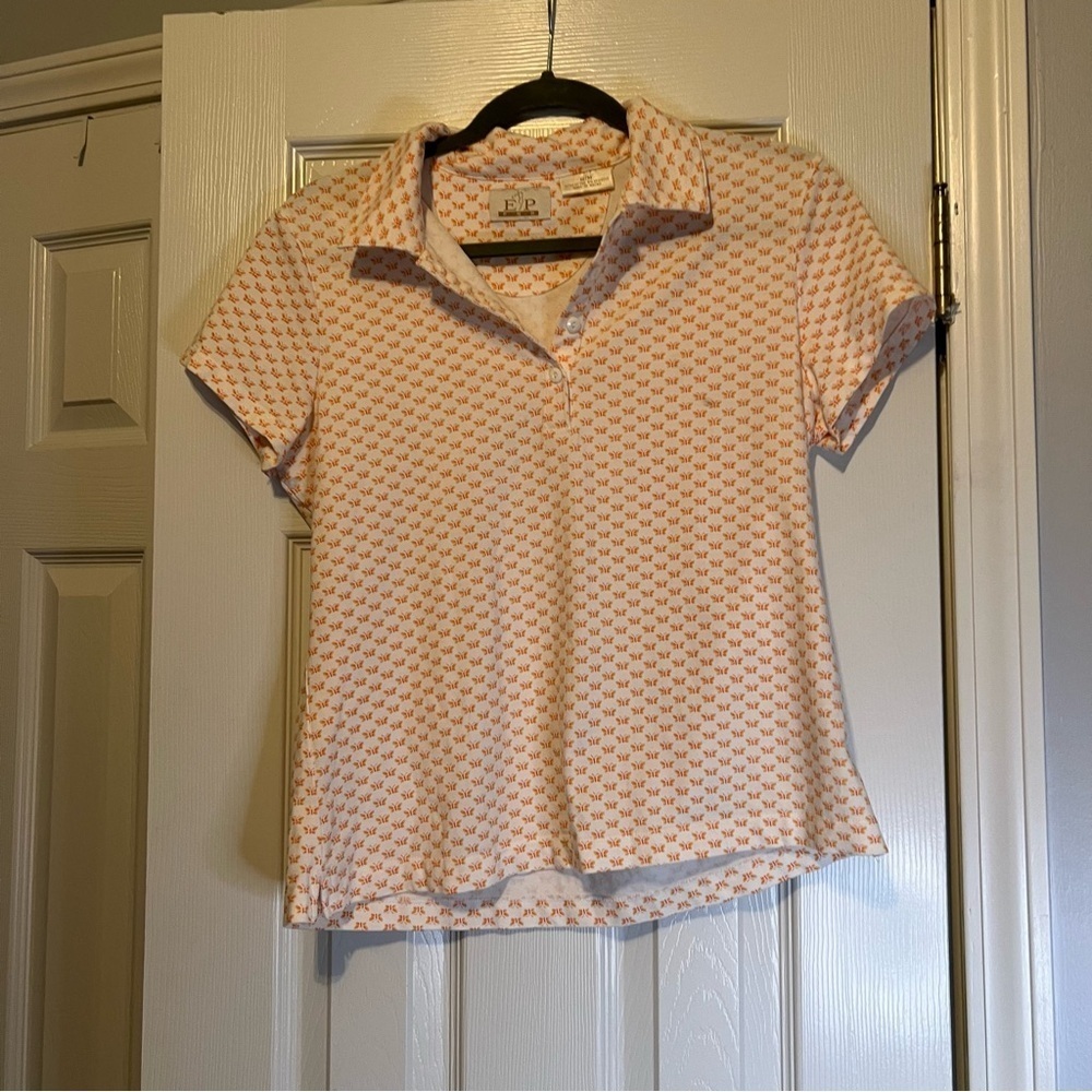 EP Pro Orange and white Fitted Golf Shirt